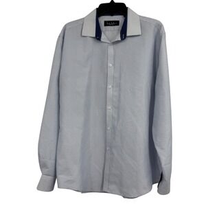 Nicole Miller NY Mens Polka Dot Long Sleeve Flip Cuffs L Dress Shirt Preppy Work